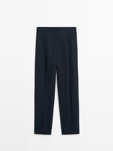 Pantalón traje lino - Marino de Zara