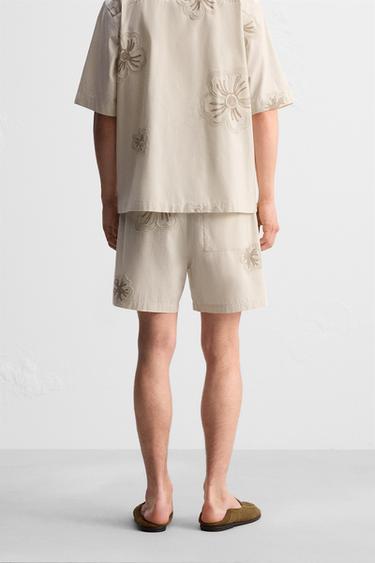 BERMUDA BRODÉ À FLEURS - Beige clair de Zara - Image 2
