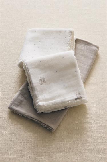 BABY MINI ELEPHANT TOWEL (PACK OF 3) - Oyster-white by Zara