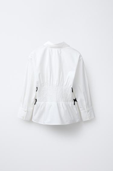 CHEMISE ÉLASTIQUES LACETS CONTRASTE - Blanc de Zara - Image 1