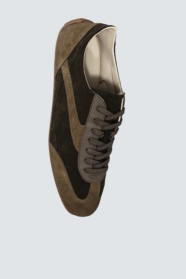 ΔΕΡΜΑΤΙΝΟ SNEAKER - Καφέ σκούρο του Zara - Εικόνα 0