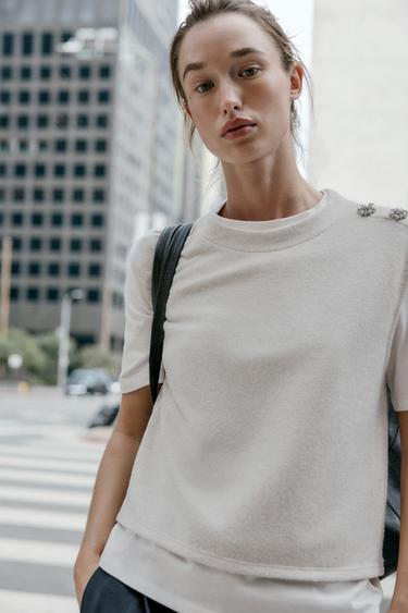 TOP BIMATIÈRE À BIJOU - Beige de Zara - Image 2