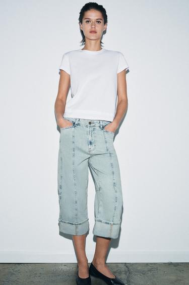 JEANS ZW COLLECTION CAPRI TIRO MEDIO - Azul claro de Zara - Imagen 0