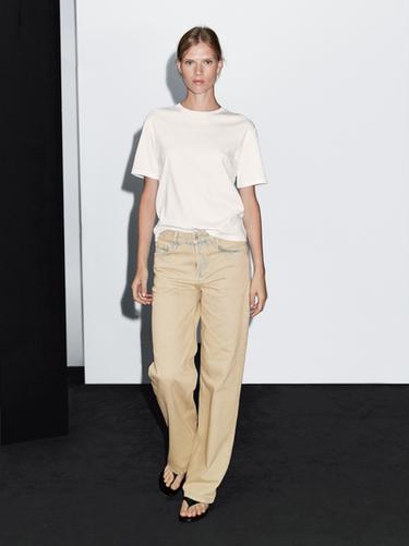 Zara Mid-rise wide-leg cotton jeans - tundra - Image 0