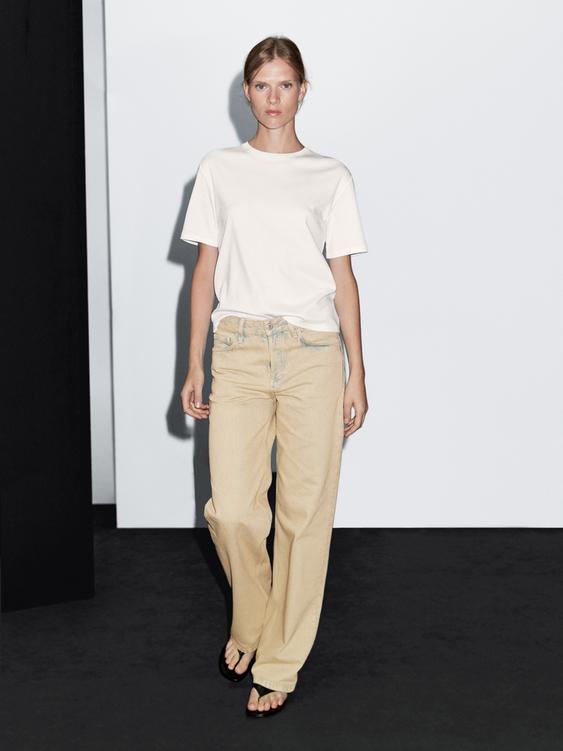 Mid-rise wide-leg cotton jeans