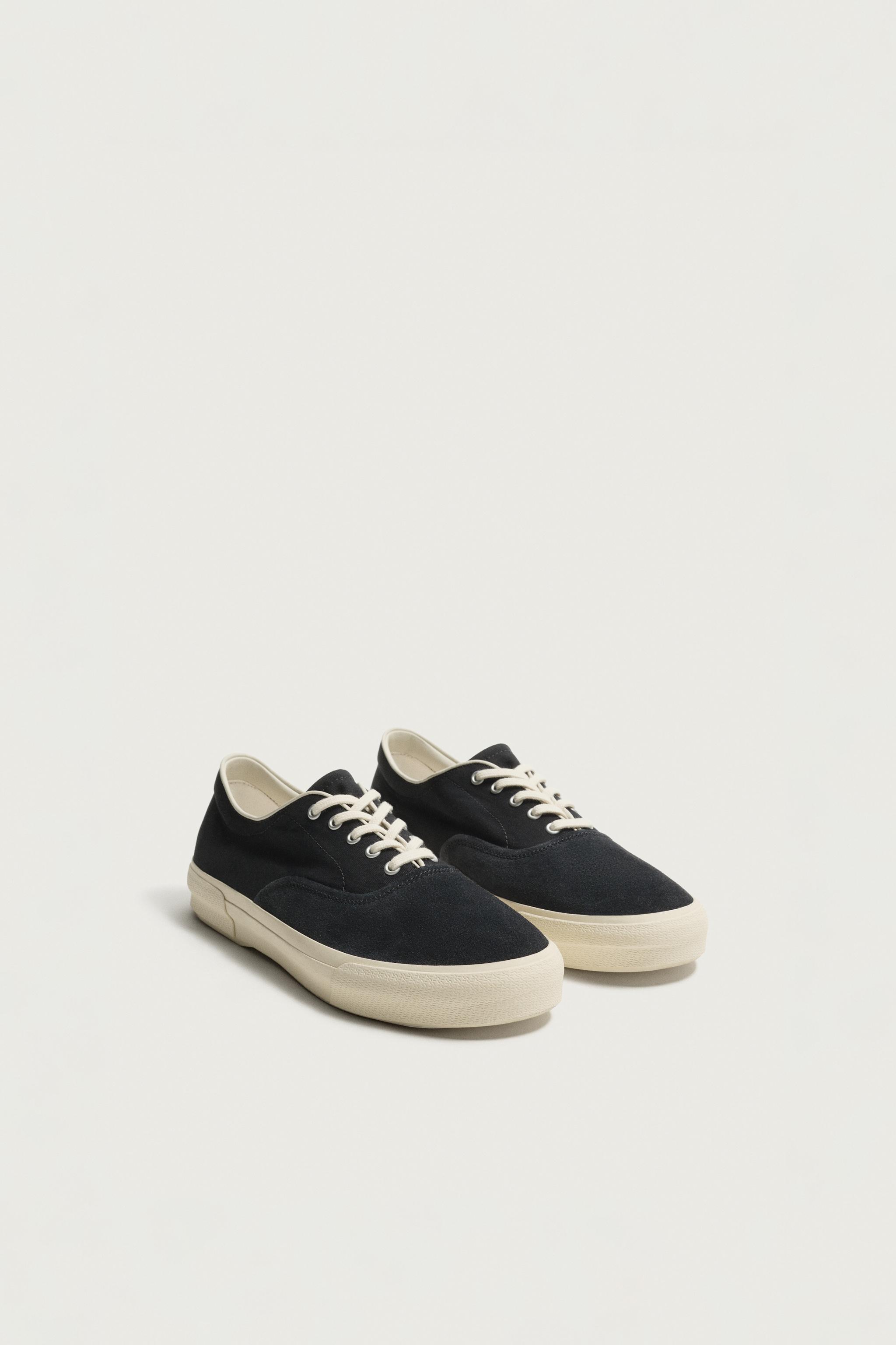 COMBINED LEATHER SNEAKERS — Blue