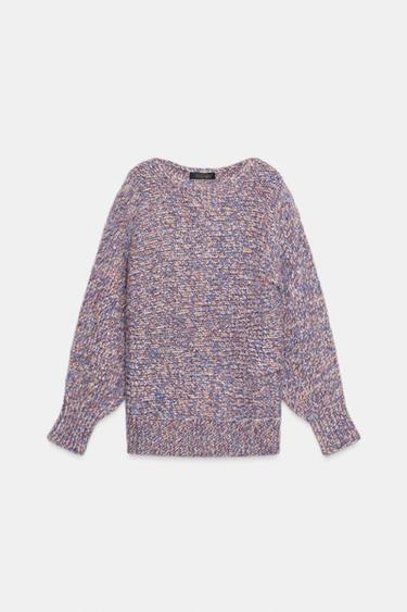 Zara OVERSIZED KNIT SWEATER - Lilac