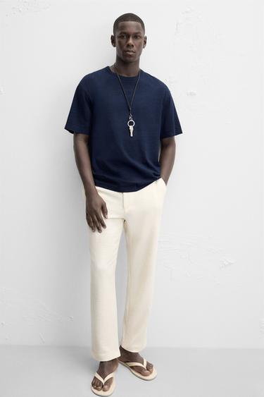 TEXTURED CHINO TROUSERS - Ecru by Zara - Image 4