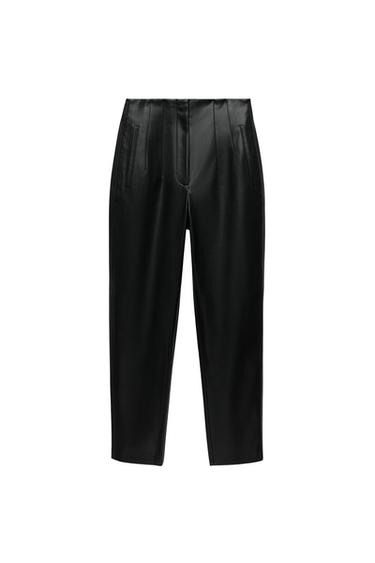 FAUX LEATHER HIGH-WAISTED PANTS