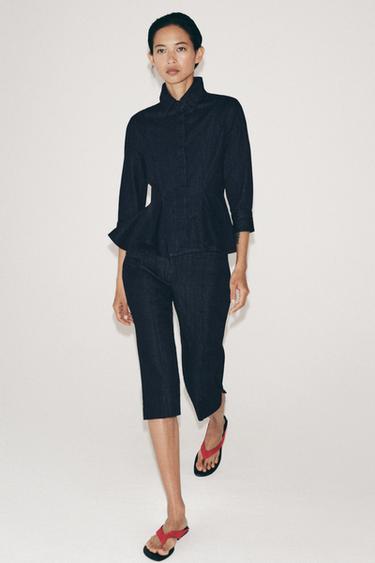 ZW COLLECTION DENIM PEPLUM SHIRT - Blue by Zara - Image 0