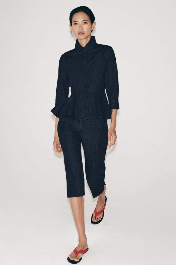 CAMISA JEANS PEPLUM ZW COLLECTION - Azul da Zara - Imagem 0