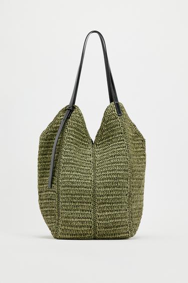 MAXI KABELKA SHOPPER - Zelen od Zara