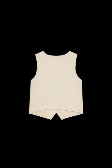 SAKKO-WESTE MIT LEINEN - Hellbeige von Zara