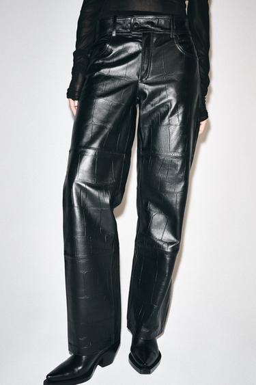 100% LEATHER STRAIGHT PANTS ZW COLLECTION — Black 2