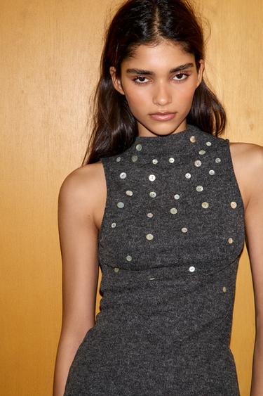 SOFT SHORT DRESS WITH BUTTONS - Anthracite grey by Zara - Image 2