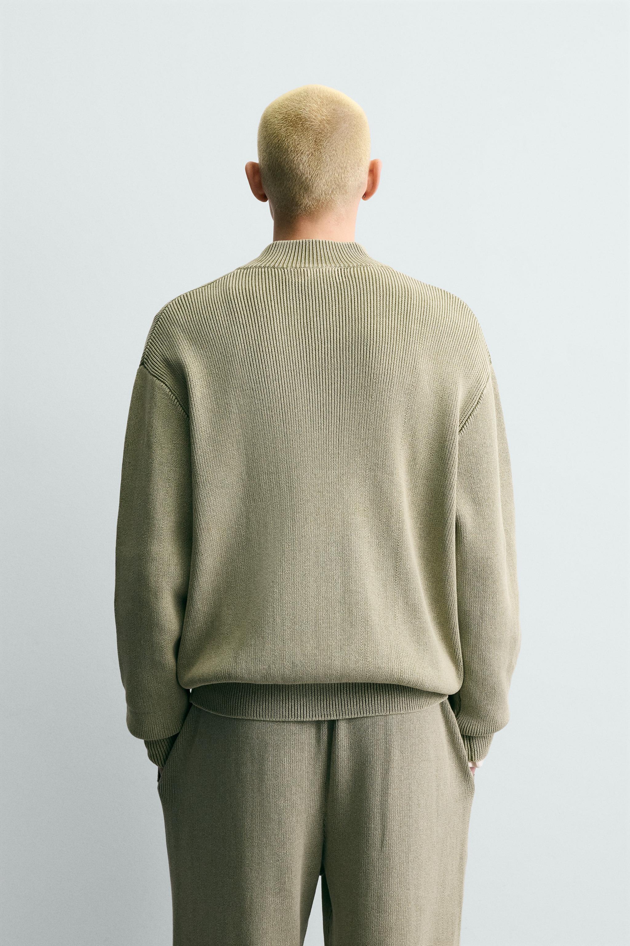 WASHED TEXTURED KNIT CARDIGAN