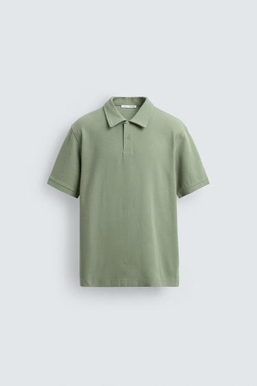 ÁO POLO VẢI DỆT DÁNG THƯỜNG - Xanh lục từ Zara