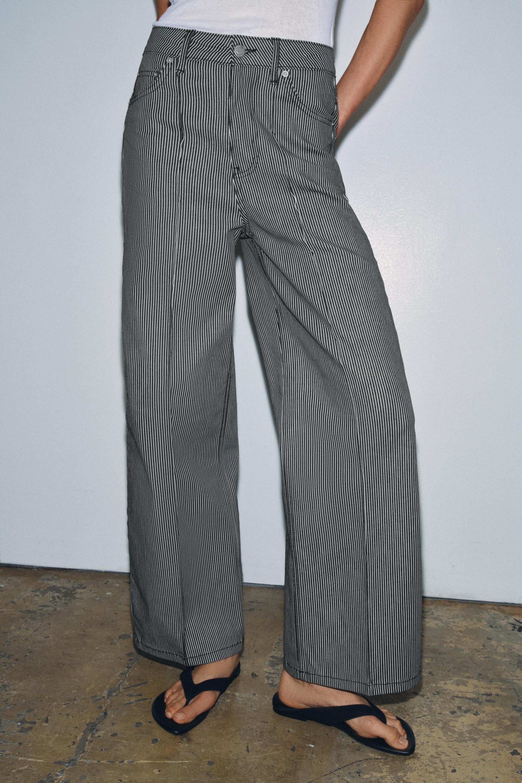 ZW COLLECTION WIDE-LEG HIGH-WAIST JEANS — Grey