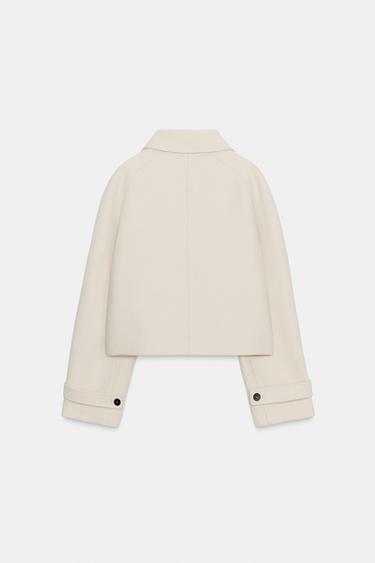 MANTEAU COURT AVEC LAINE ZW COLLECTION - Écru de Zara - Image 6