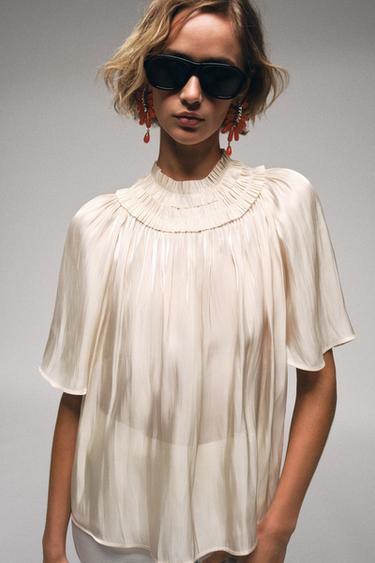 BLOUSE EFFET BRILLANT - Vanille de Zara