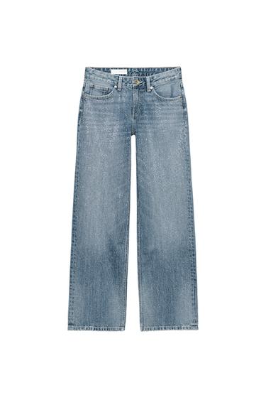 JEANS TRF RECTOS TIRO BAJO BRILLOS - Marino de Zara