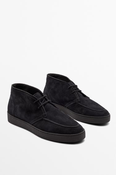 Split suede moc toe bootie — Navy Blue 2