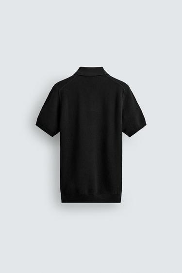 POLO REGULAR FIT EN MAILLE STRUCTURÉE - Noir de Zara - Image 7