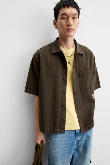 RELAXED FIT OVERSHIRT - Brown by Zara