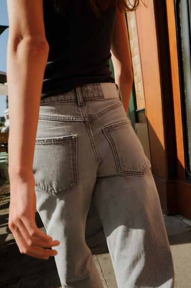 JEANS Z.03 REGULAR FIT CINTURA ALTA COMPRIMENTO LONGO - Cinza-claro da Zara