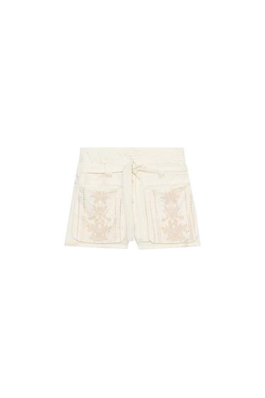 ZW COLLECTION EMBROIDERED BERMUDA SHORTS - Ecru / Beige by Zara