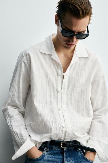 RELAXED FIT CREASED-EFFECT SHIRT - White by Zara - Image 4