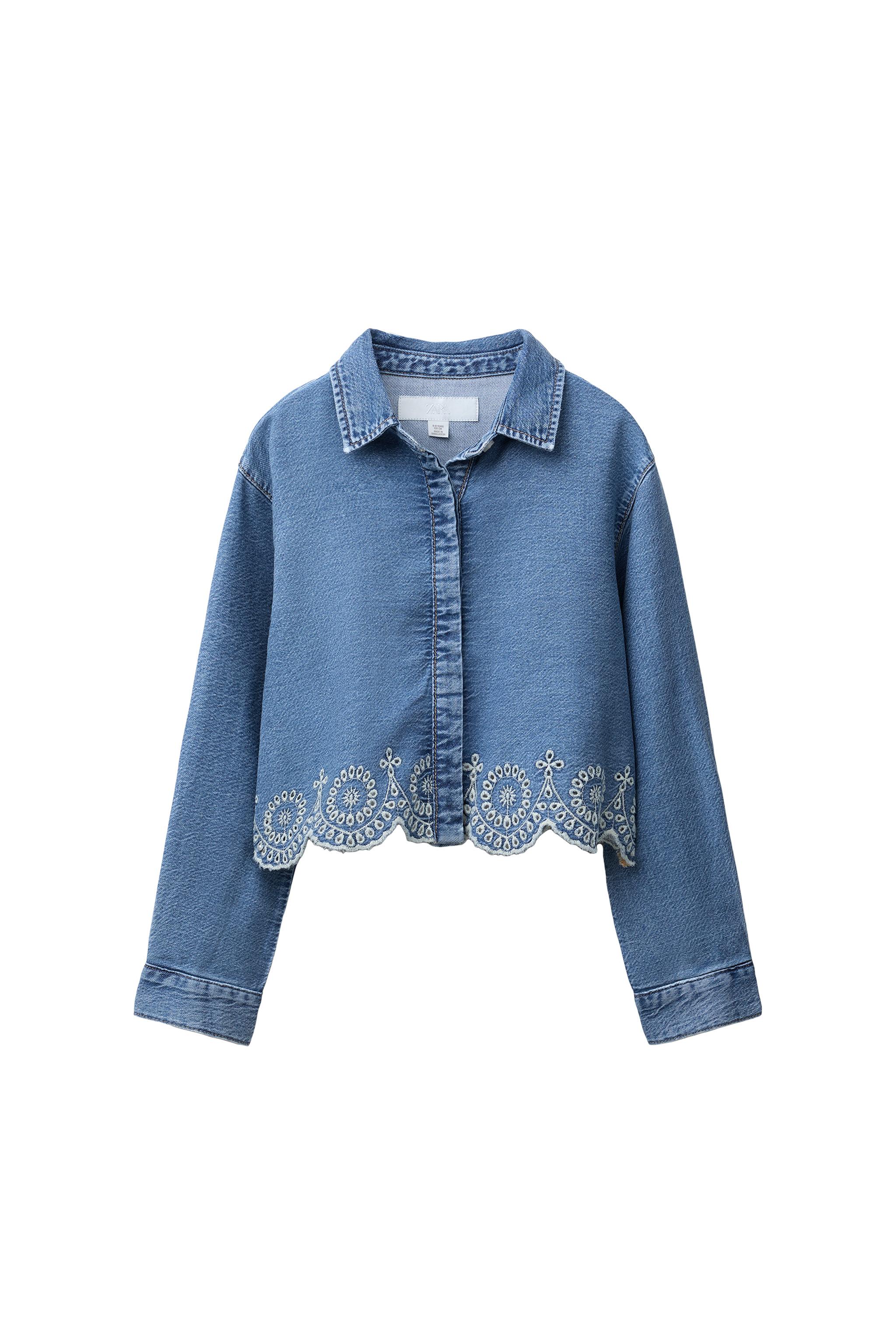 SCHIFFLY HEM DENIM SHIRT - Blue | ZARA United States