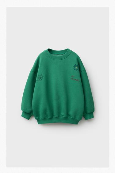 EMBROIDERED SWEATSHIRT - Green by Zara