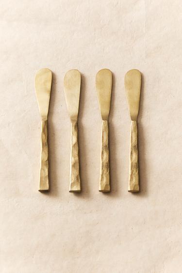 PACK OF HAMMERED BUTTER KNIVES (PACK OF 4) - Aged gold by Zara