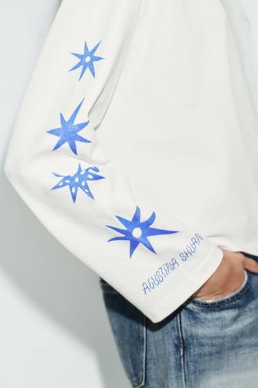 AGUSTINA SHUAN PRINT LONG SLEEVE T-SHIRT - White by Zara - Image 2
