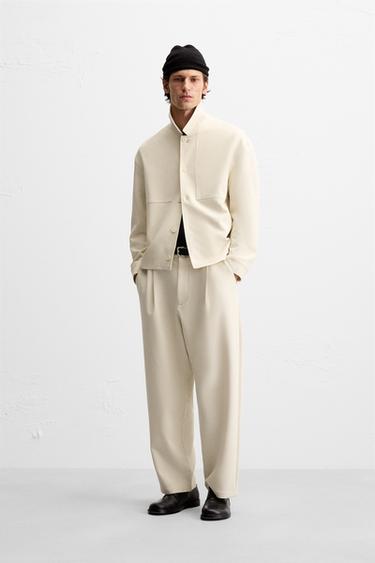 Zara BOXY FIT OVERSHIRT - Ecru - Image 0