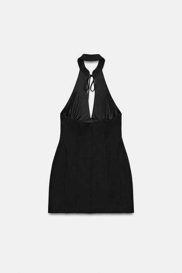 ROBE COURTE HALTER VOLUME - Noir de Zara - Image 5