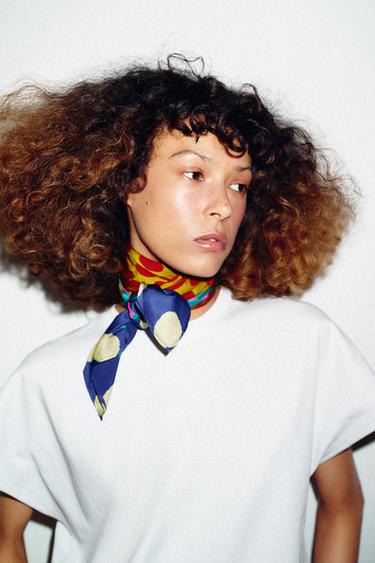 FOULARD À IMPRIMÉ POIS - Bleu de Zara - Image 1