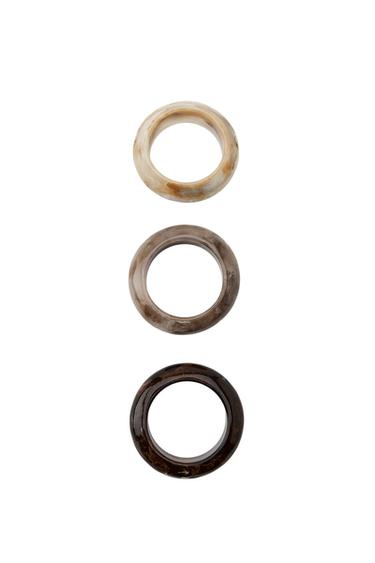 PACK OF 3 RIGID RESIN BRACELETS - Brown by Zara