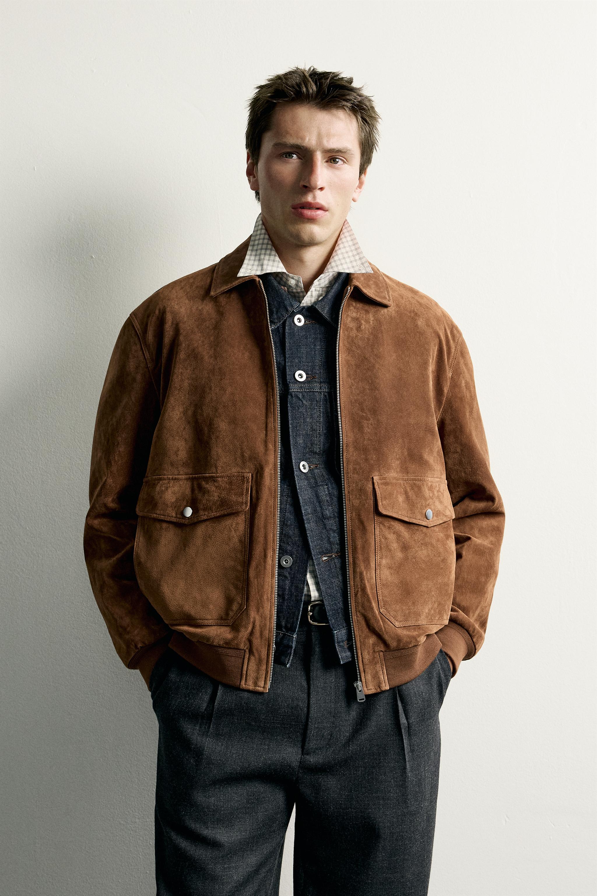 SUEDE LEATHER JACKET WITH POCKETS — Brandy (alternate view)