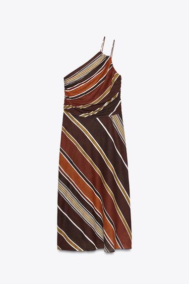 ASYMMETRISCHES GESTREIFTES MIDIKLEID - Bunt von Zara - Bild 0