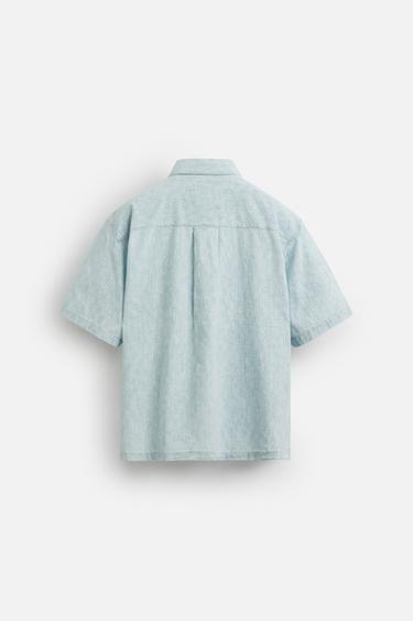 CHEMISE EN DENIM CONTRASTE - Bleu clair de Zara - Image 7