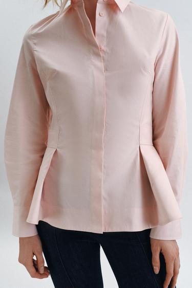CHEMISE EN POPELINE À PÉPLUM ZW COLLECTION - Rose de Zara - Image 1