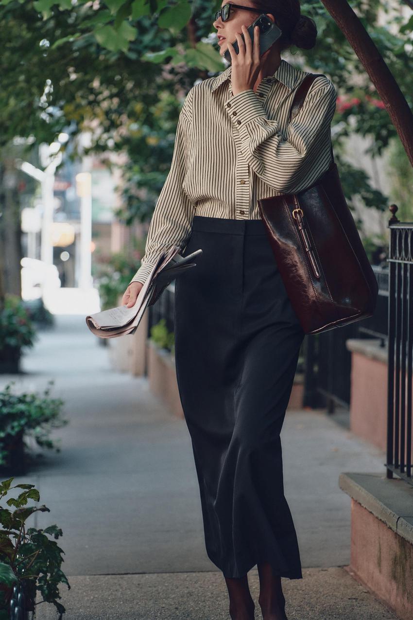 ミディ丈ペンシルスカート - ネイビーブルー | ZARA Japan / 日本