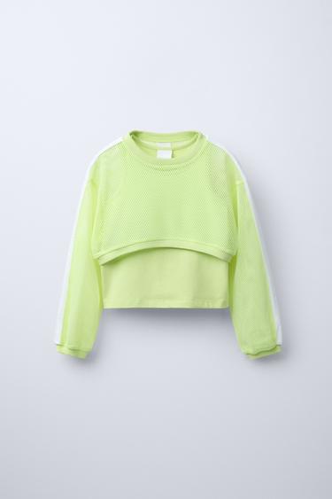 CROPPED MESH T-SHIRT - Lime by Zara - Image 0