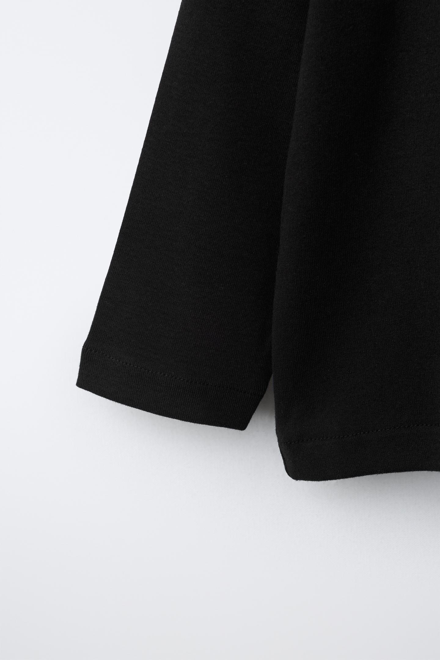 Детская футболка Zara Plain Turtleneck, цвет: Чёрный — фото 4
