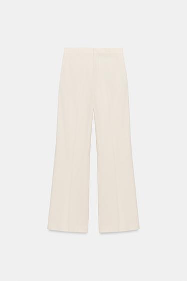 Zara ZW COLLECTION HIGH-WAISTED PANTS - Ecru