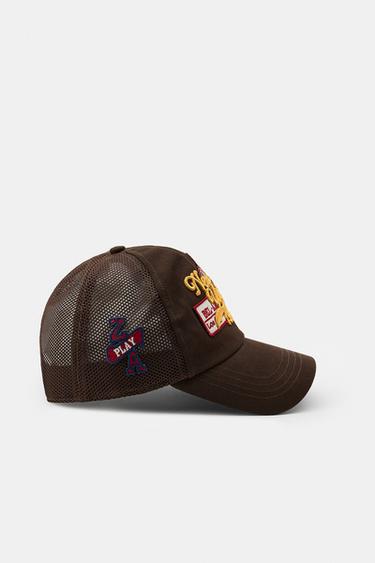 CASQUETTE SERGÉ RÉSILLE BRODERIES PIÈCES - Marron de Zara - Image 4