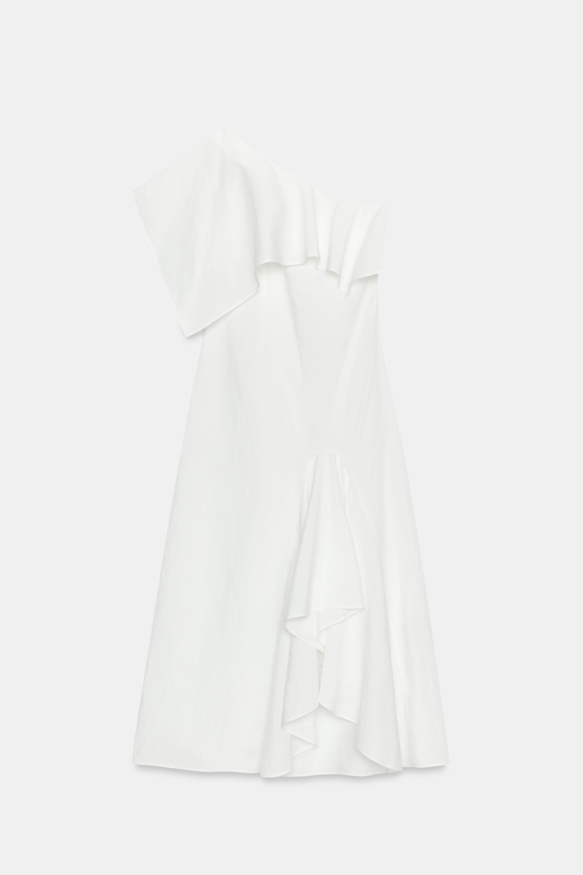 ROBE ASYMÉTRIQUE À VOLANTS EN LIN ZW COLLECTION