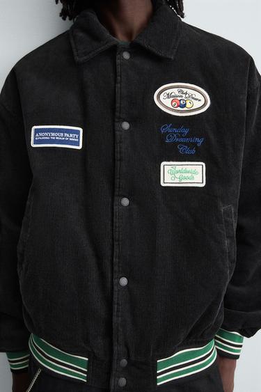 CORDUROY JACKET WITH EMBROIDERED PATCHES - Black by Zara - Image 5